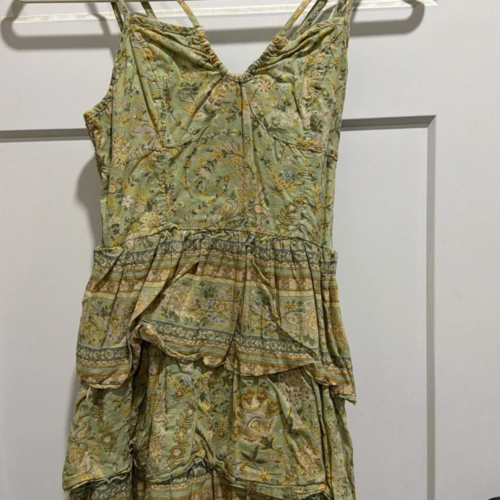 American eagle Floral Green Sleeveless tiered Dress - Picture 2 of 2